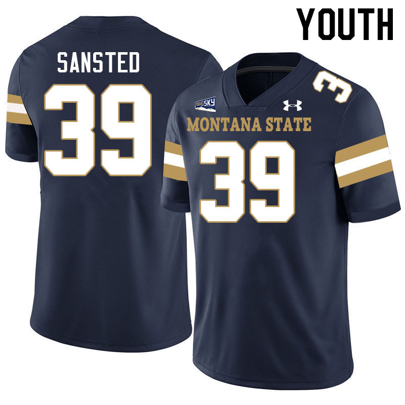 Youth #39 Myles Sansted Montana State Bobcats Jerseys Football Stitched-Navy